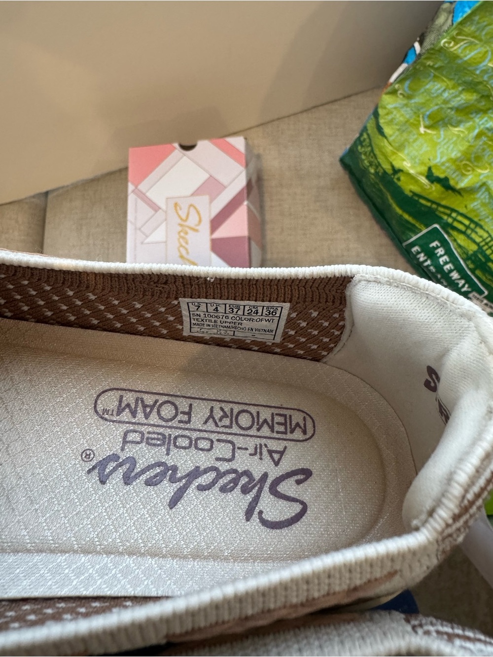 Skechers Cream Knit Lace-Up Slip-On Sneakers - Picture 6 of 6
